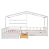 Twin Size House Platform Bed with Three Storage Drawers - White
