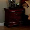 1pc Nightstand Cherry Finish Louis Philippe Solid wood English Dovetail Construction Antique Nickle Hanging Pulls - as Pic