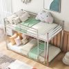 Twin over Twin Metal Bunk Bed; Low Bunk Bed with Ladder; Silver(OLD SKU:WF282465AAN) - as Pic