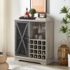 Single door wine cabinet with 16 wine storage compartments (Gray; 31.50" W*13.78" D*35.43" H) - 1