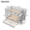 Full over Full Bunk Bed with Trundle and Staircase - Gray